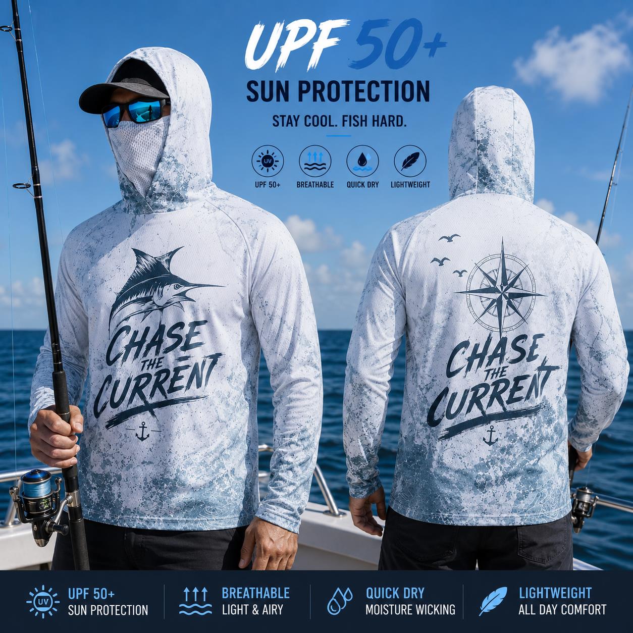 Kaos Hoodie Pancing Pria Lenga - Fishing Mask Sun Protection ulasan dan harga