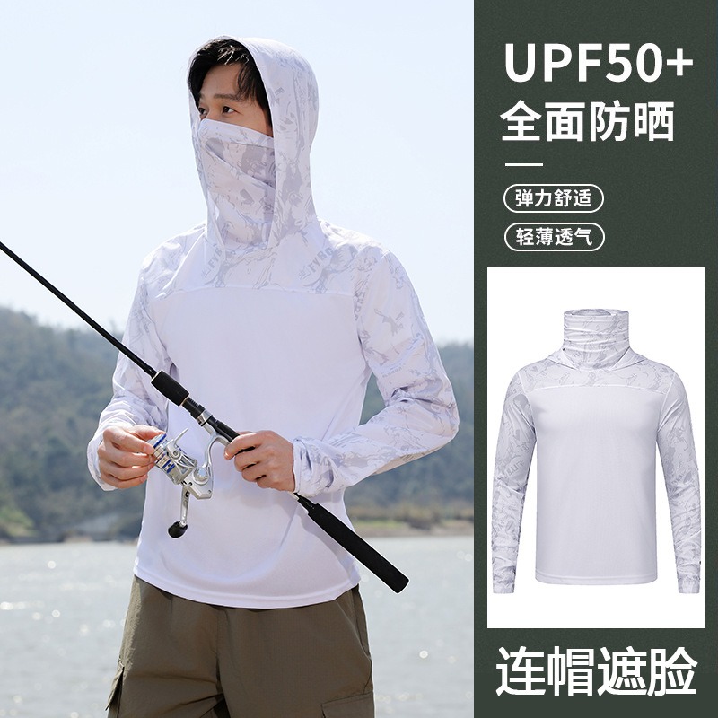 Kaos Mancing Berkerudung Pria, - Fishing Mask Sun Protection ulasan dan harga